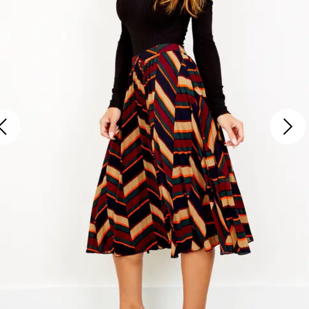 Glamorous Multi Color Pleated Midi Skirt